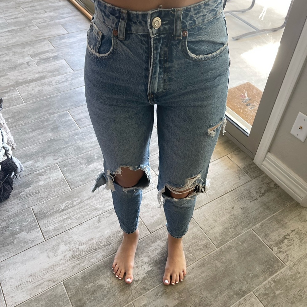 Zara jeans with custom patches